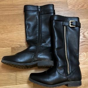 Tucker & Tate girls tall black boot with gold buckle